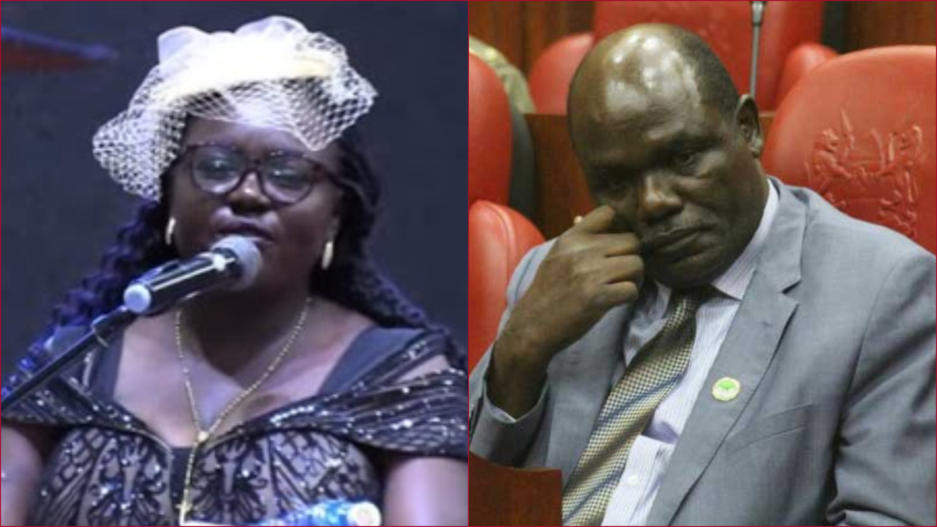 Collaged photos of Rachel Nekesa and Wafula Chebukati.